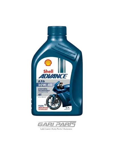 20W-40 Shell AX6 ADVANCE 4T MOTORCYCLE API STAR / JASO MA BIKE ENGINE MOTOR OIL GENUINE BUY FROM GARIPARTS